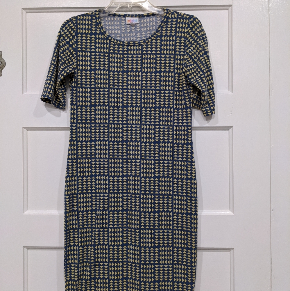 LulaRoe Julia yellow and blue